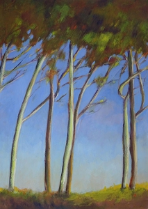 Bomen, vertikaal, 49 x 69, acryl op papier, € 295,-