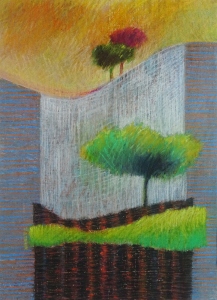 gele lucht · 29x34 cm · pastel · € 195,-