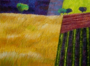 golvend graan · 35x48 cm · pastel · € 295,-