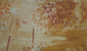 hert (bruin) · 19x33 cm · tekening op ets · € 165,-