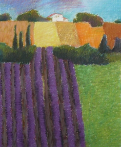 lavendelveld · 37x44 cm · pastel · € 365,-