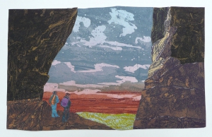 Bergwandeling, 29 x 46, grafiekcollage, € 245,-