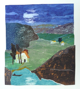 Nacht, 28 x 33, grafiekcollage, € 245,-