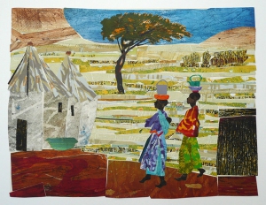 Afrika, 39 x 52, grafiekcollage, € 380,-;