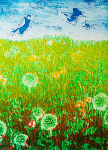wegdromen, 29 x 40, ets/linosnede, € 175,-