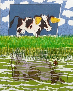 Zelfbeeld, optimist, 31 x 38, ets/linosnede, € 145,-;
