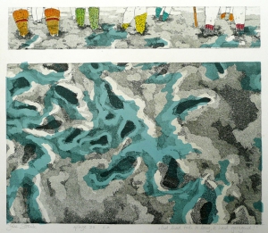 Het had te lang, te hard geregend, 27 x 32, ets/linosnede, € 145,-