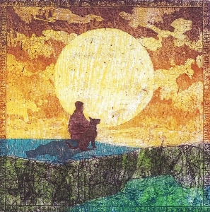 Gedachten van een optimist (zon), 28 x 28, ets/linosnede, € 135,-;