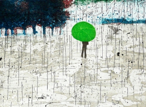 Het regent hard,heel hard,harder dan ooit, 25 x 34, ets/aquatint, € 145,-