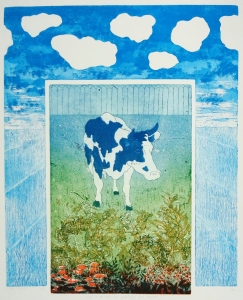het is alweer een prachtige dag! · 40x49 cm · etsaquatint · € 245,-