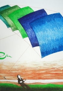 met gespannen aandacht · 32x46 cm · etsaquatint · € 140,-