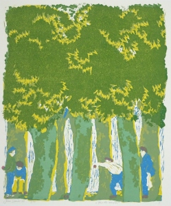 jeu de boules · 35x41 cm · linosnede · € 145,-