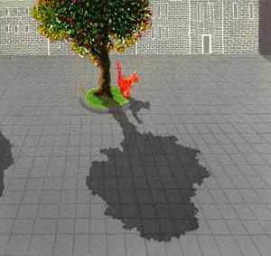 Stadskat, 34 x 37, linosnede, € 145,-