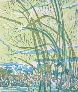 Vogels kijken, 29 x 34, linosnede, € 95,-