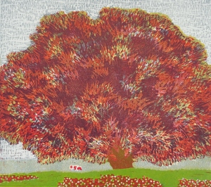 roodbont · 40x45 cm · linosnede € 195,-