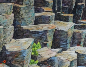 Sterker dan steen II, (basalt), 42 x 54, pastel, € 325,-