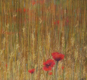 Klaprozen tussen het koren, 46 x 50, pastel, € 325,-