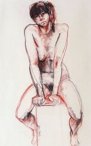 naakt (vertikaal), 38 x 61, contétekening, € 285,-