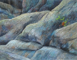 Sterker dan steen I, (graniet), 42 x 54, pastel, € 325,-