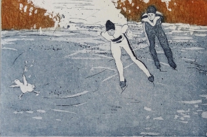 schaatsen, 10 x 14, ets/aquatint, € 30,-