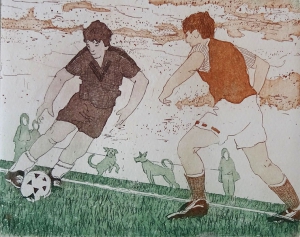 voetbal, 10 x 14, ets/aquatini, € 30,-
