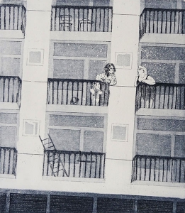 buurvrouwen, 16 x 18, ets/aquatint, € 45,-