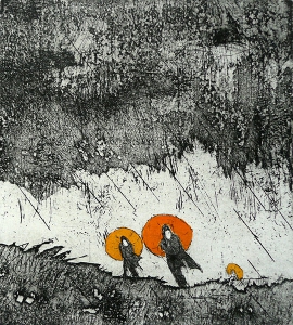 en dan regent het, 14 x 15, ets/aquatint, € 65,-
