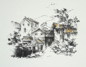 Zuid Frankrijk · 17x22 cm · steendruk · € 65,-