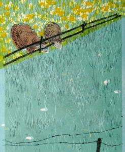 buurmans gras is altijd groener · 25x29 cm · ets-linosnede · € 85,-