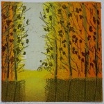 bosgezicht (geelbruin), 15 x 15, ets/linosnede, € 45,-