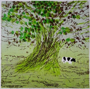 Hollandse schone, 17 x 17, ets/linosnede, € 75,-