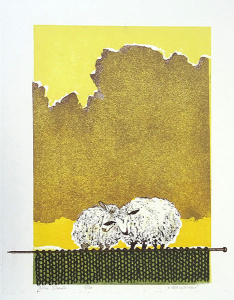 Vooruitzien, 27 x 31, ets/linosnede, € 95,-