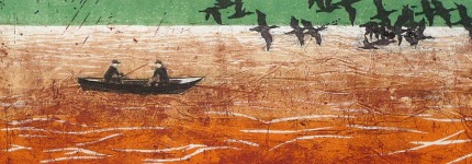 De stilte benadrukt, 14 x 38, ets/linosnede, € 75,-