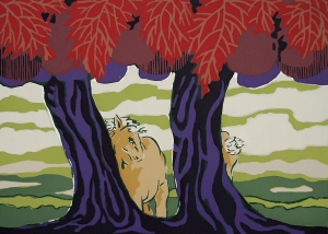 paard-en-staart · 18x25 cm · zeefdruk · € 65,-