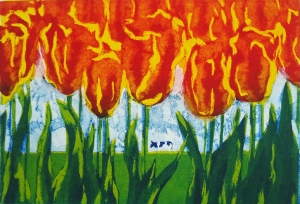 voorjaar · 17x26 cm · ets-linosnede · € 85,-