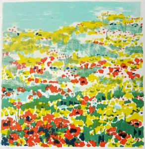 lente in Auvergne · 18x18 cm · steendruk € 80,-