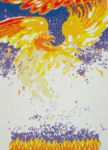 phoenix, 39 x 53, zeefdruk, € 135,-